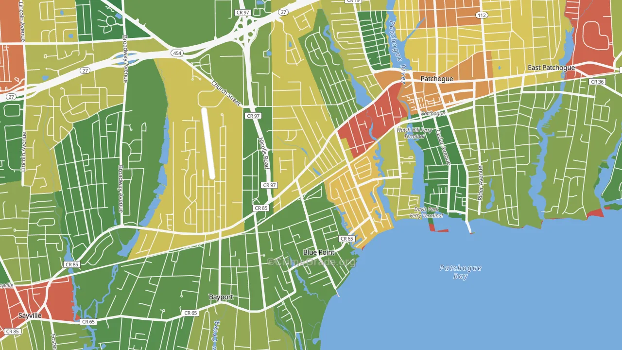 Blue Point, NY Map of Drug-Related Crime Rates