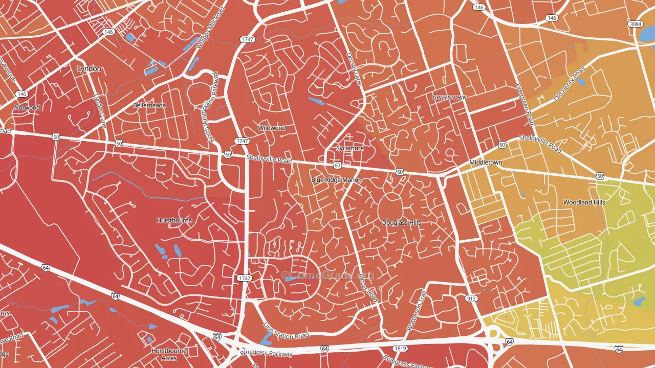 Blue Ridge Manor, KY Map of Drug-Related Crime Rates