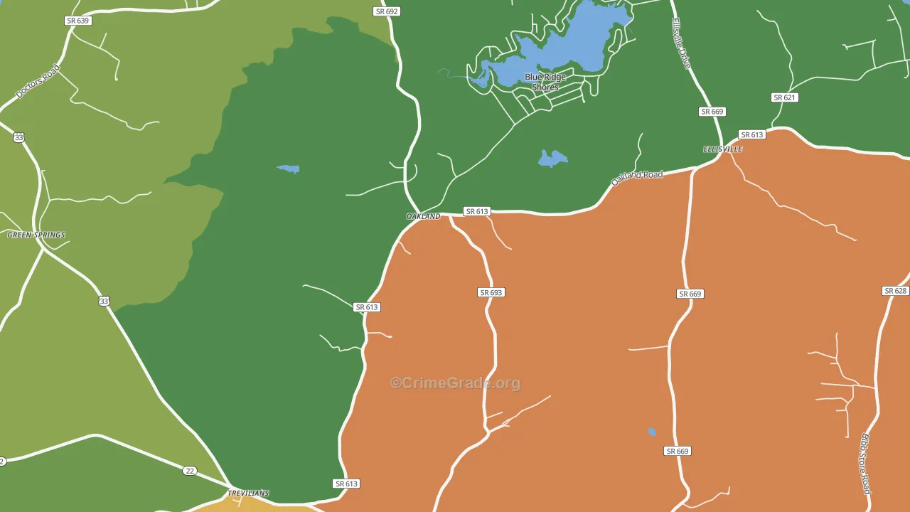 Blue Ridge Shores, VA Map of Drug-Related Crime Rates
