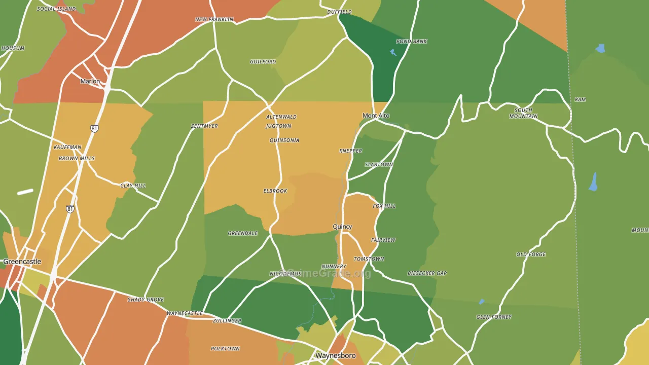 Blue Ridge Summit, PA Map of Drug-Related Crime Rates