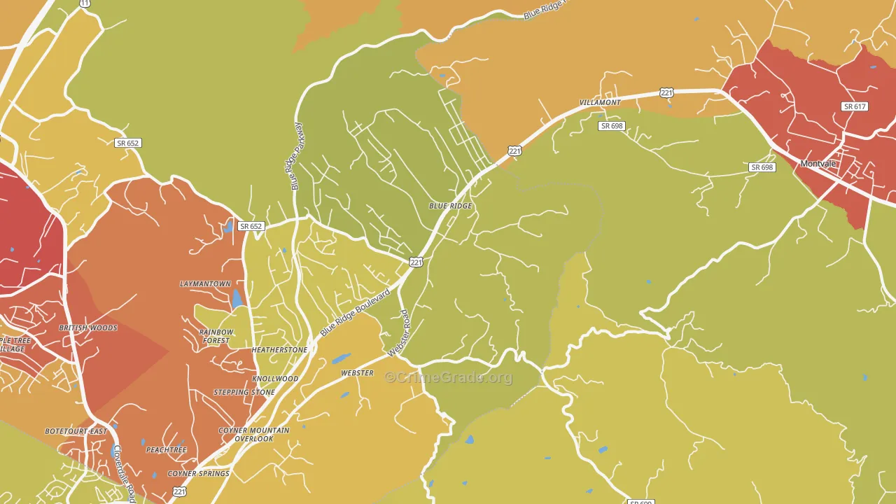 Blue Ridge, VA Map of Drug-Related Crime Rates