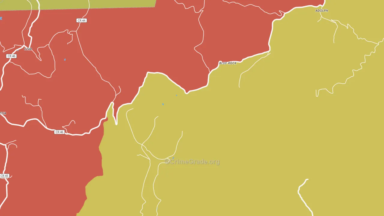 Blue Rock, WV Map of Drug-Related Crime Rates