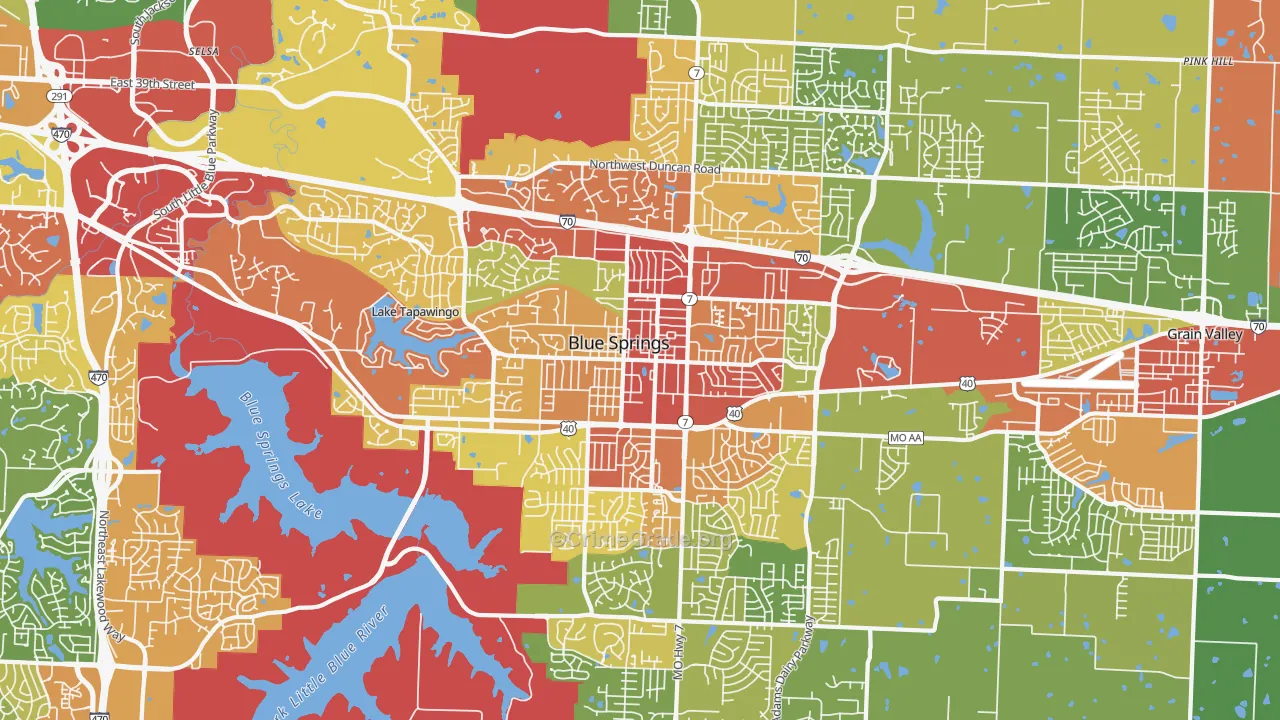 Blue Springs, MO Map of Drug-Related Crime Rates