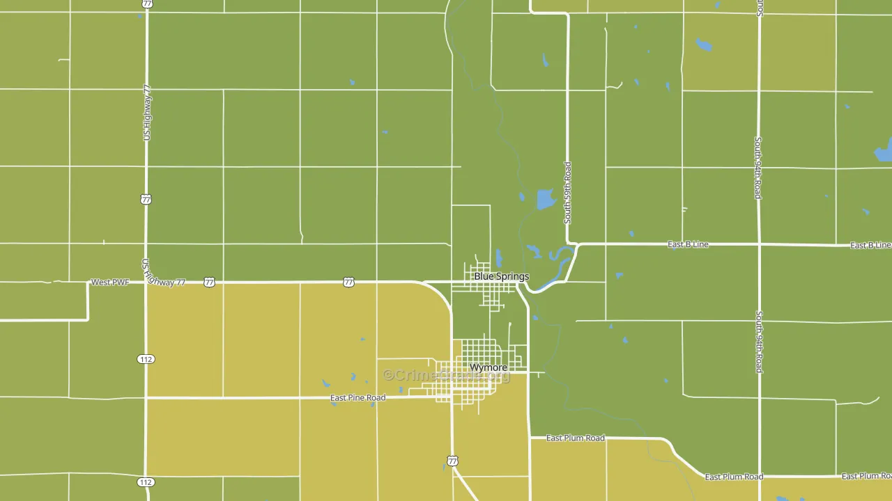 Blue Springs, NE Map of Drug-Related Crime Rates