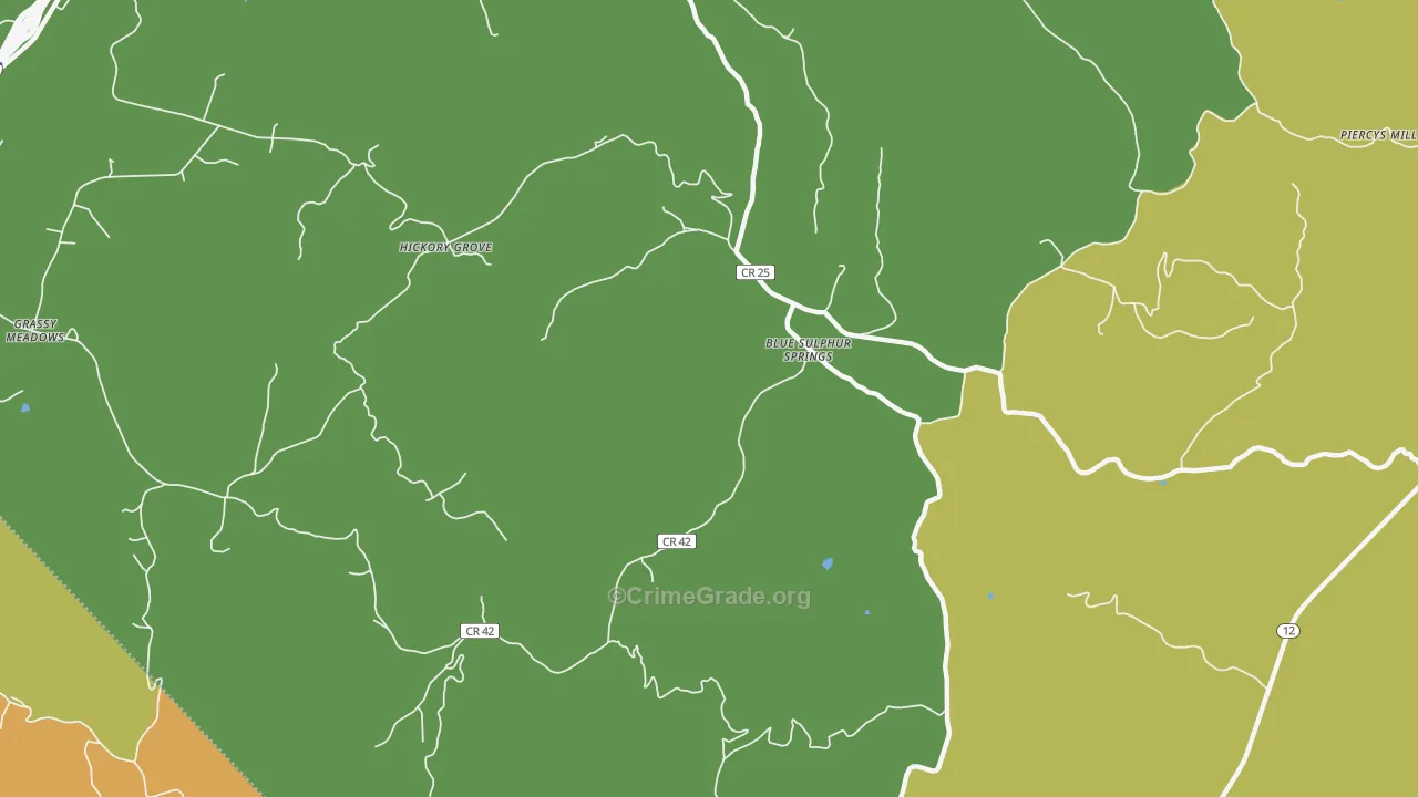 Blue Sulphur Springs, WV Map of Drug-Related Crime Rates
