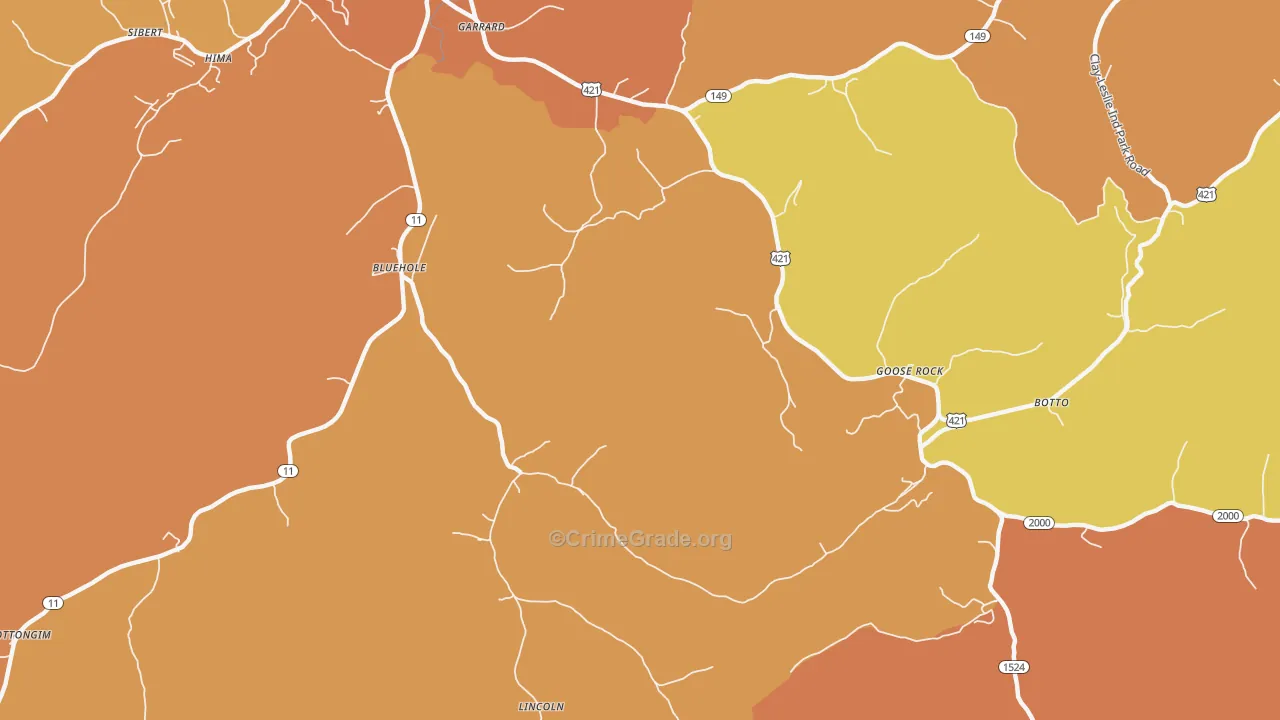 Bluehole, KY Map of Drug-Related Crime Rates