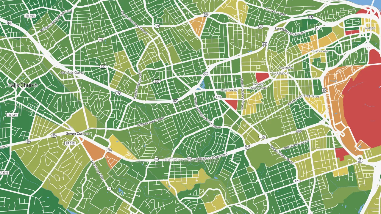 Bluemont, Arlington, VA Map of Drug-Related Crime Rates