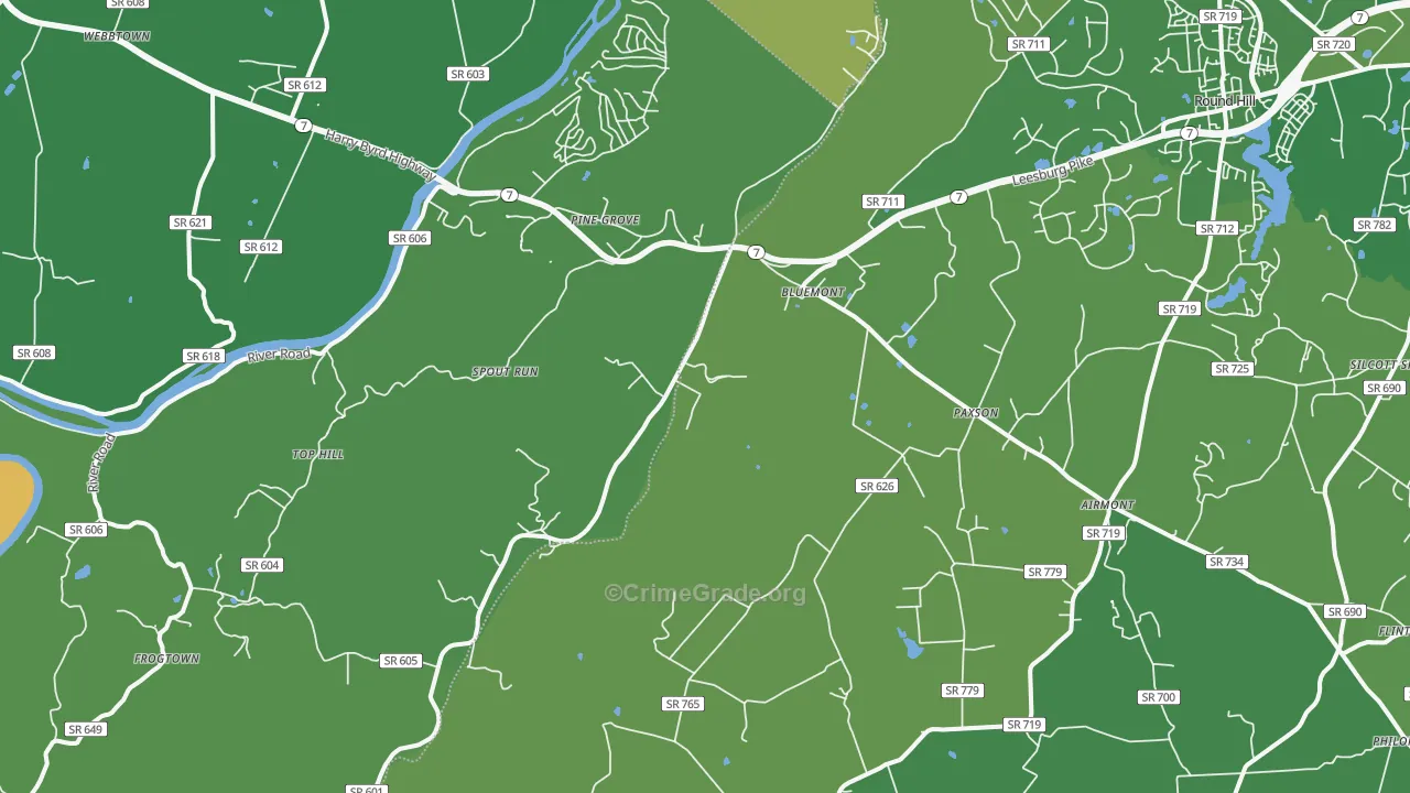Bluemont, VA Map of Drug-Related Crime Rates