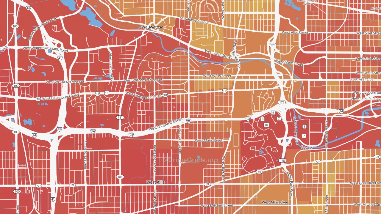 Bluemound Heights, Milwaukee, WI Map of Drug-Related Crime Rates