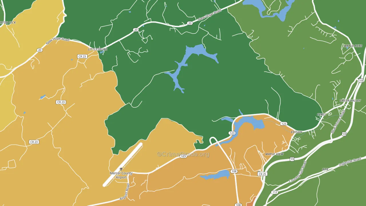 Bluestone, WV Map of Drug-Related Crime Rates