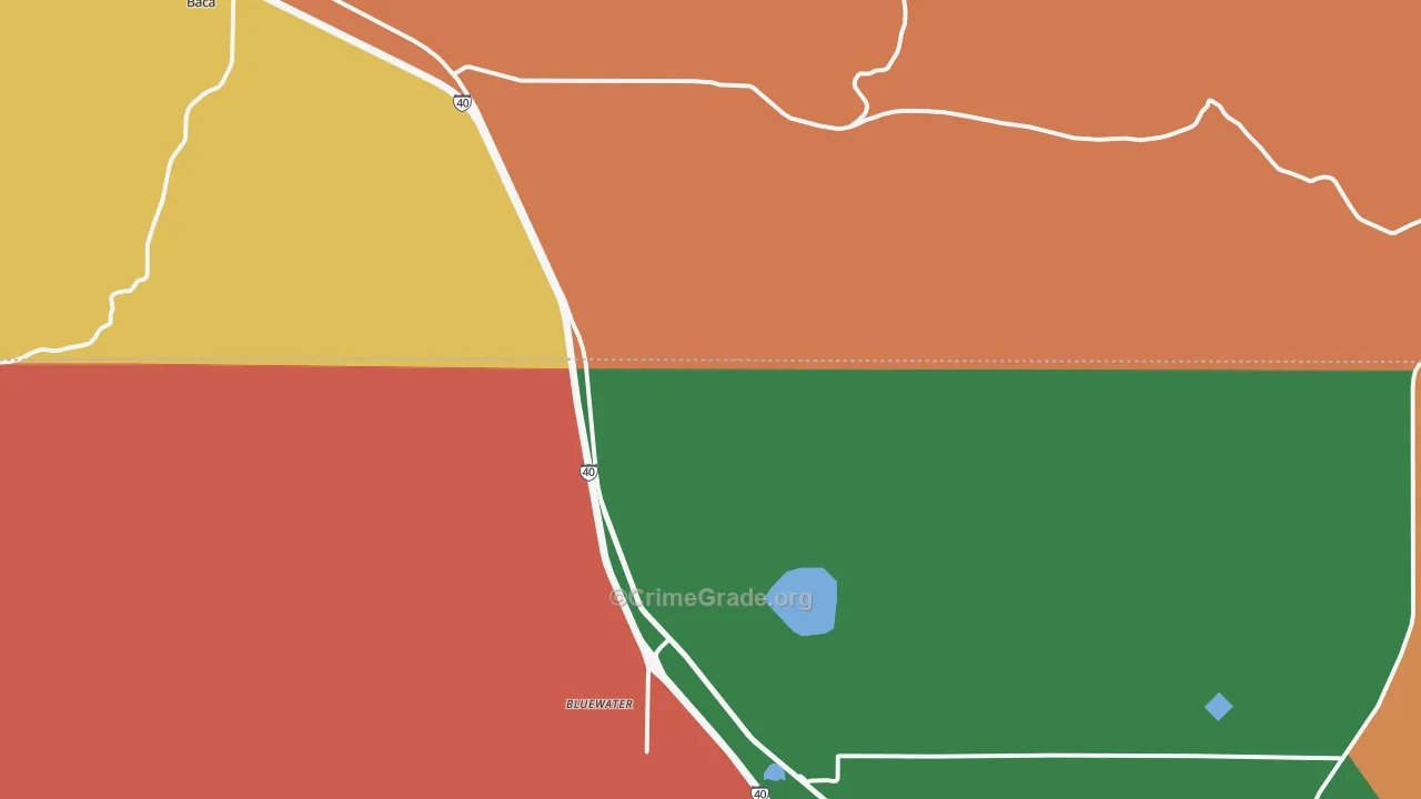 Bluewater, NM Map of Drug-Related Crime Rates