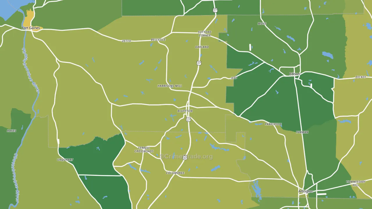 Bluffton, GA Map of Drug-Related Crime Rates