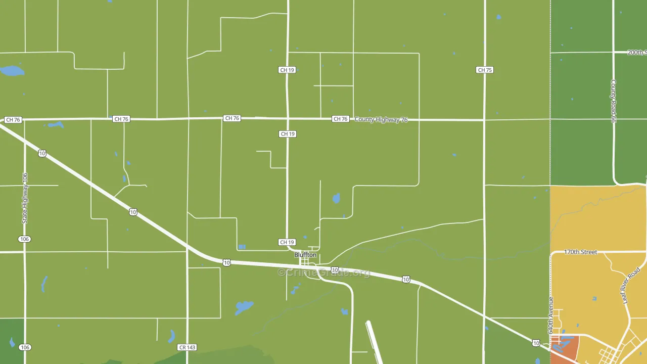 Bluffton, MN Map of Drug-Related Crime Rates