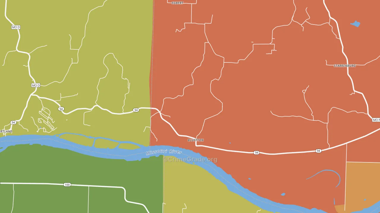 Bluffton, MO Map of Drug-Related Crime Rates