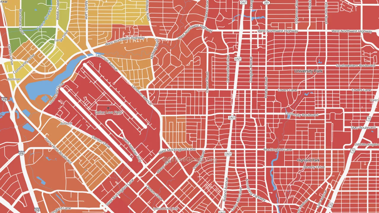 Bluffview, Dallas, TX Map of Drug-Related Crime Rates
