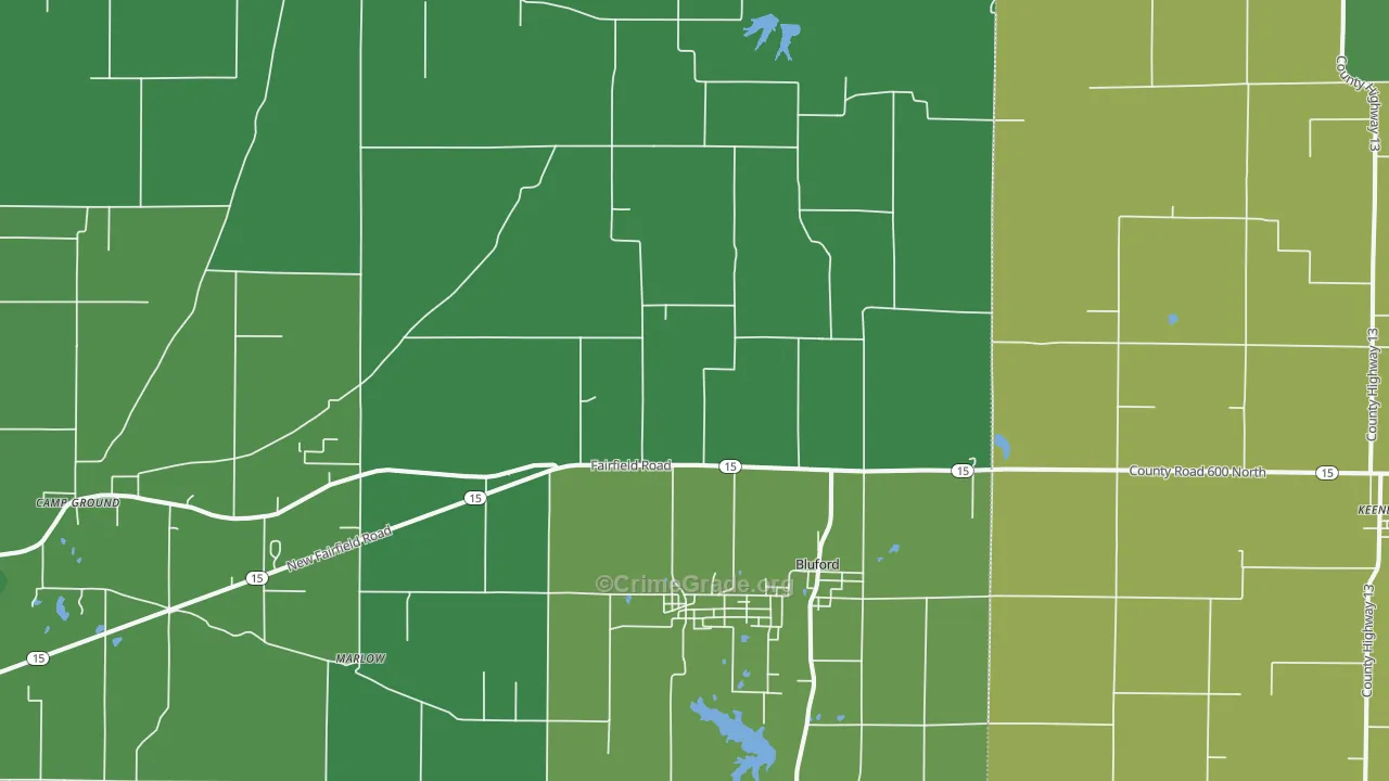 Bluford, IL Map of Drug-Related Crime Rates
