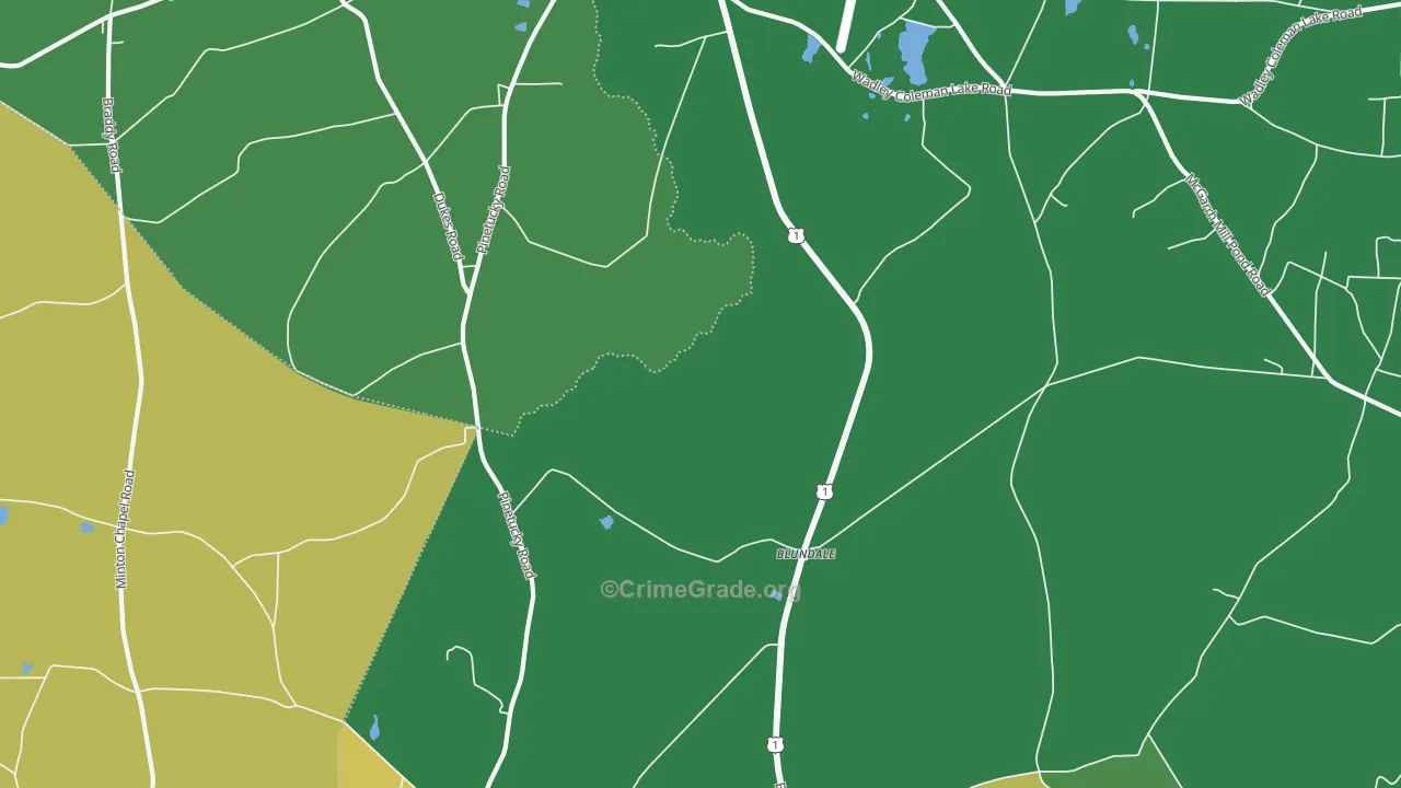 Blundale, GA Map of Drug-Related Crime Rates