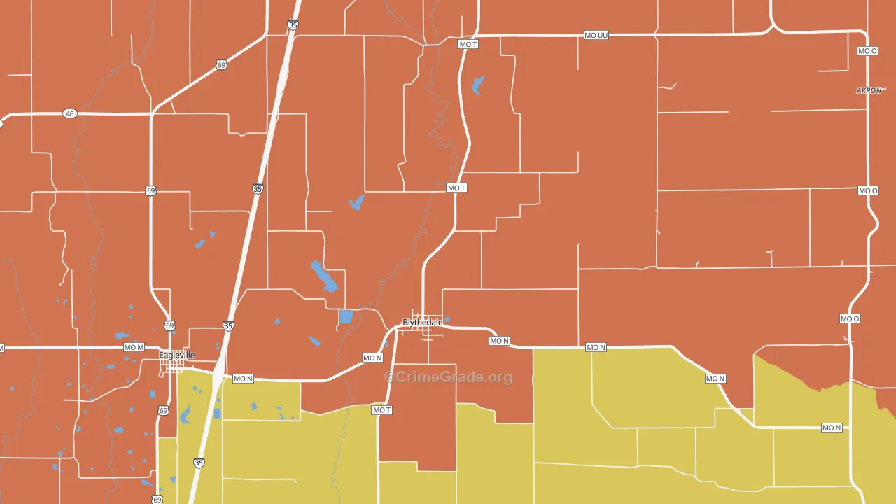 Blythedale, MO Map of Drug-Related Crime Rates