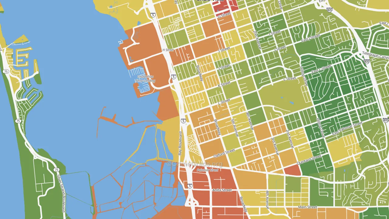 Boal, Chula Vista, CA Map of Drug-Related Crime Rates