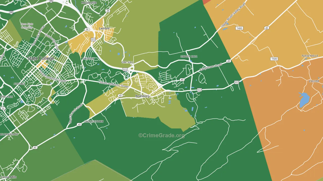Boalsburg, PA Map of Drug-Related Crime Rates
