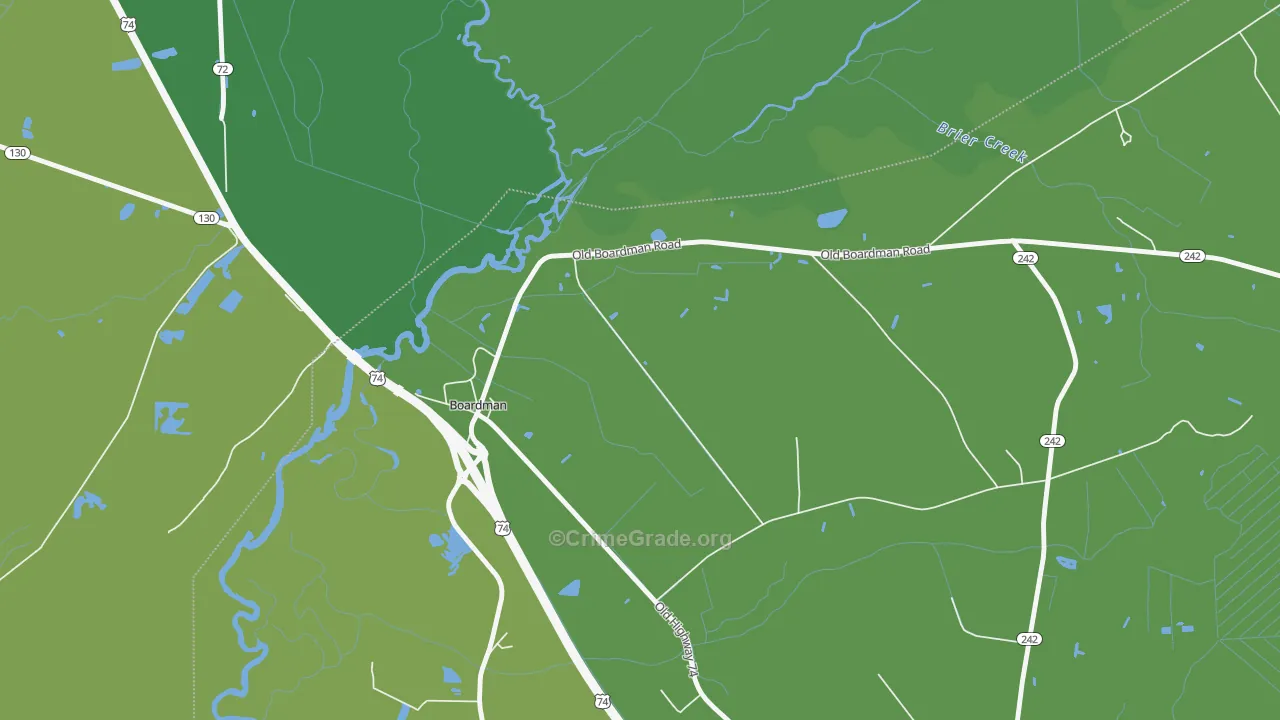 Boardman, NC Map of Drug-Related Crime Rates