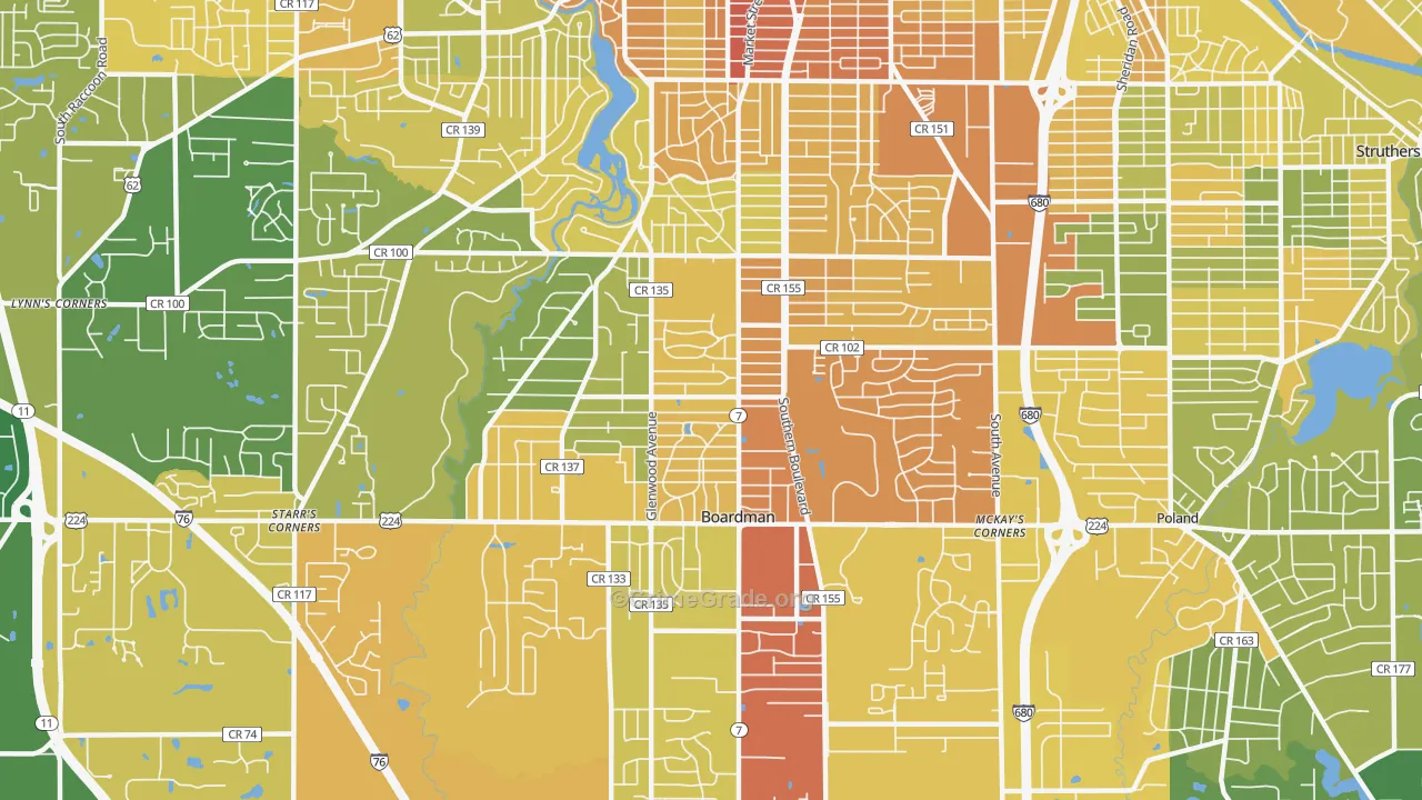 Boardman, OH Map of Drug-Related Crime Rates