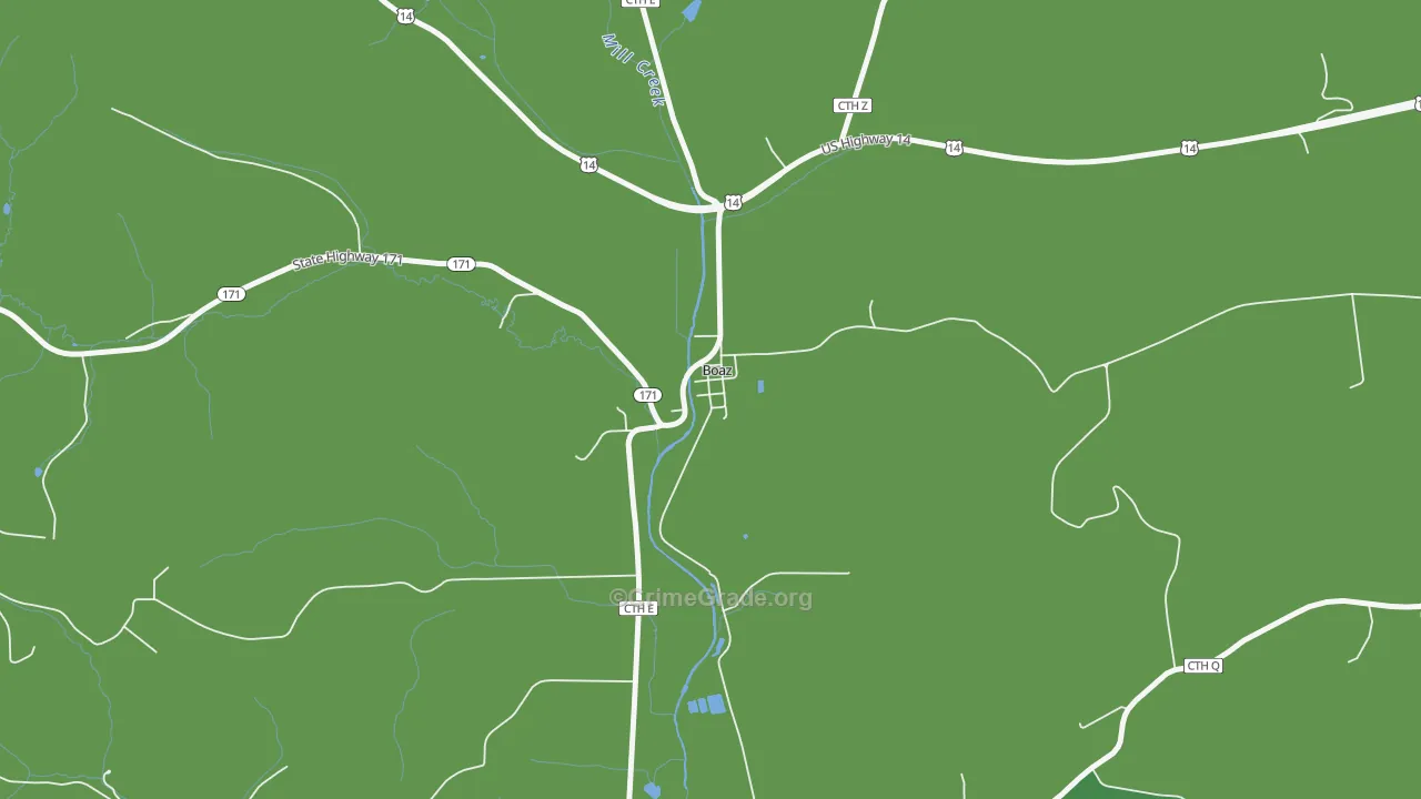 Boaz, WI Map of Drug-Related Crime Rates