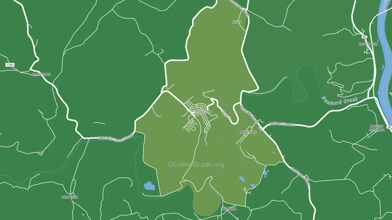 Bobtown, PA Map of Drug-Related Crime Rates