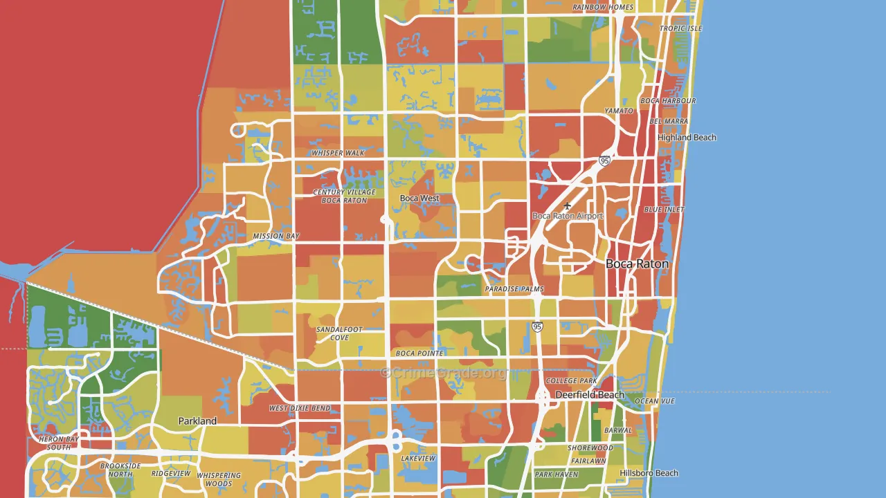 Boca Raton, FL Map of Drug-Related Crime Rates