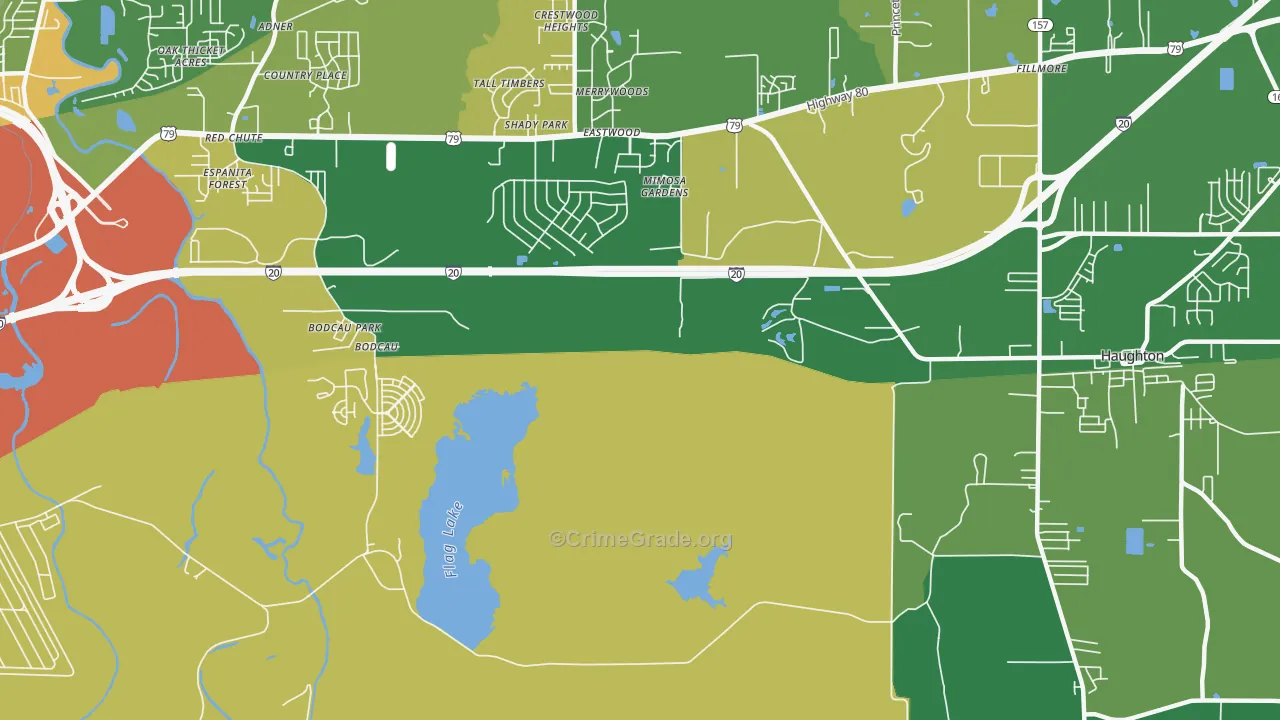 Bodcau, LA Map of Drug-Related Crime Rates