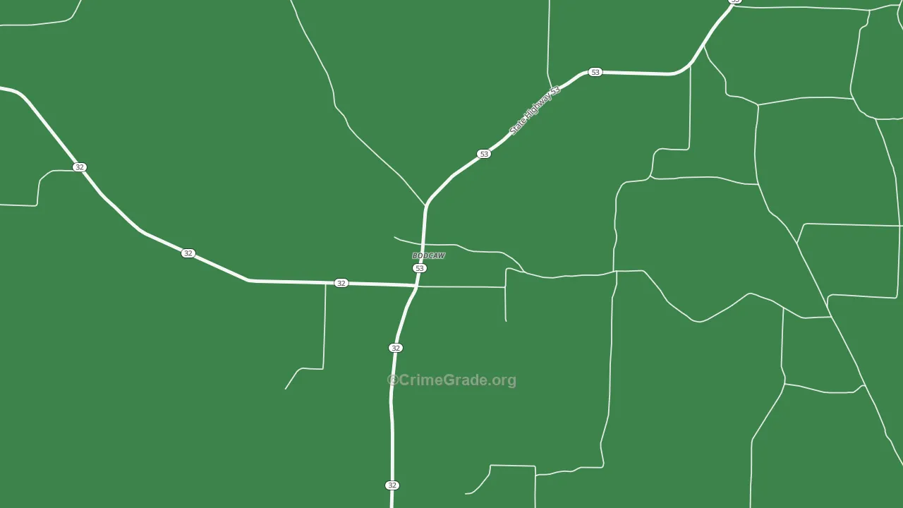 Bodcaw, AR Map of Drug-Related Crime Rates