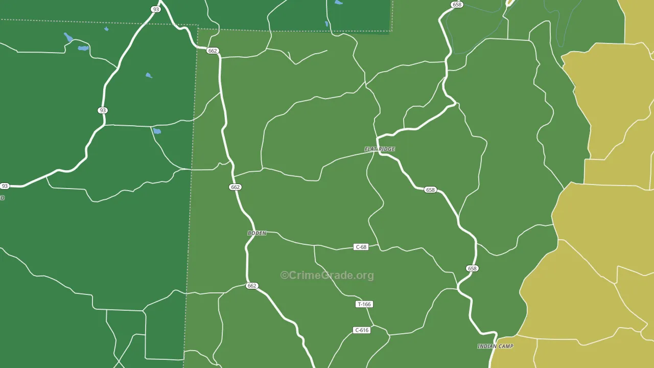 Boden, OH Map of Drug-Related Crime Rates