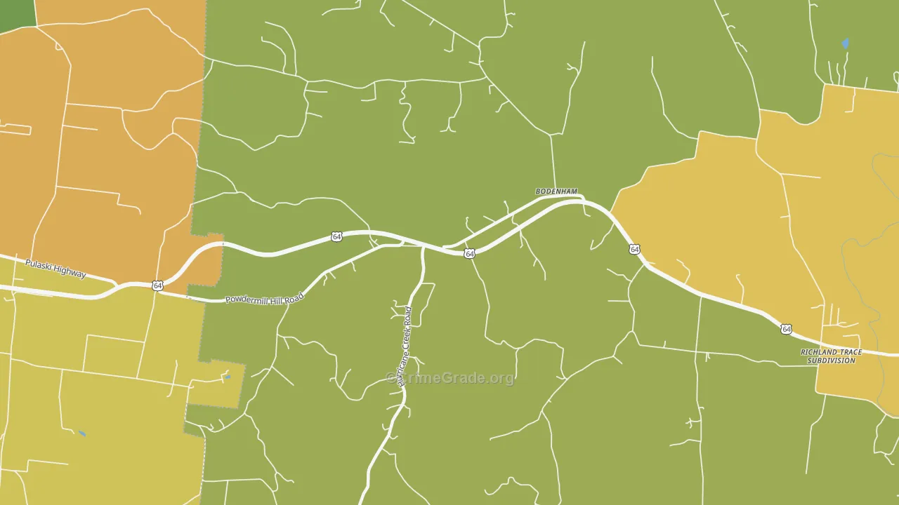 Bodenham, TN Map of Drug-Related Crime Rates