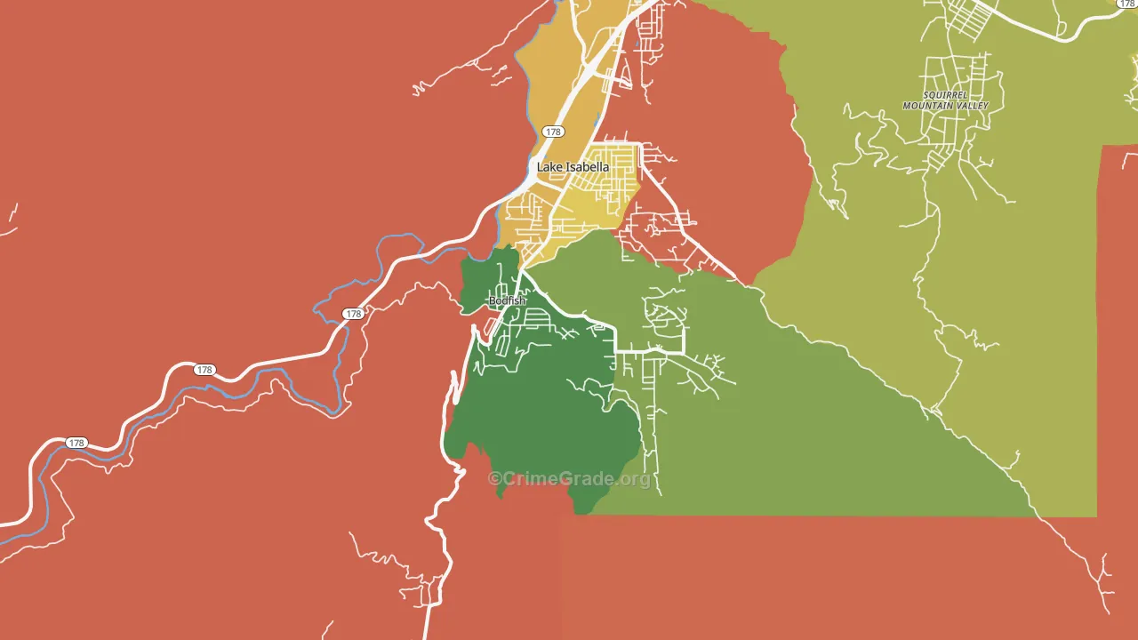 Bodfish, CA Map of Drug-Related Crime Rates