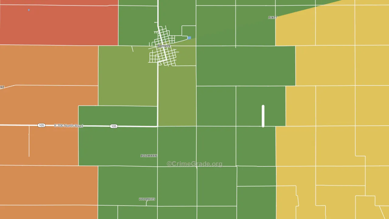 Bodman, IL Map of Drug-Related Crime Rates
