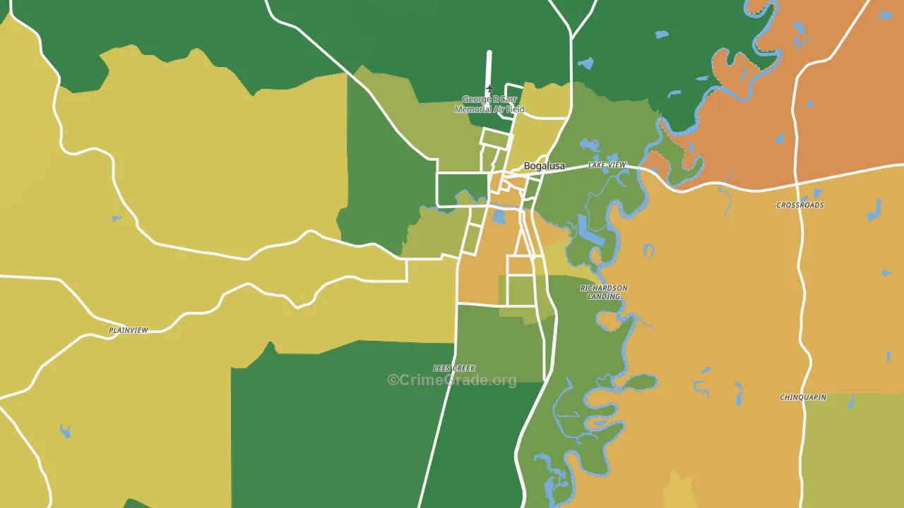Bogalusa, LA Map of Drug-Related Crime Rates