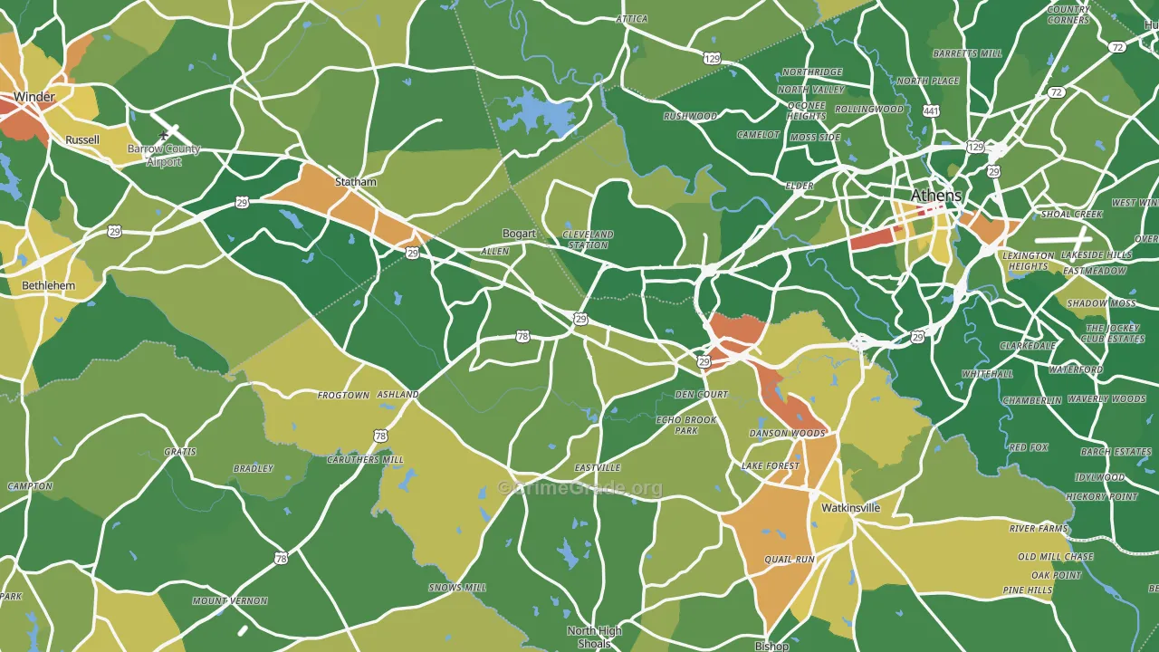Bogart, GA Map of Drug-Related Crime Rates