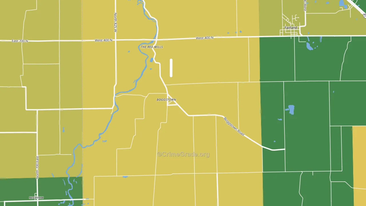 Boggstown, IN Map of Drug-Related Crime Rates