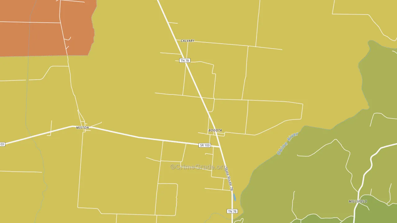 Bogota, TN Map of Drug-Related Crime Rates