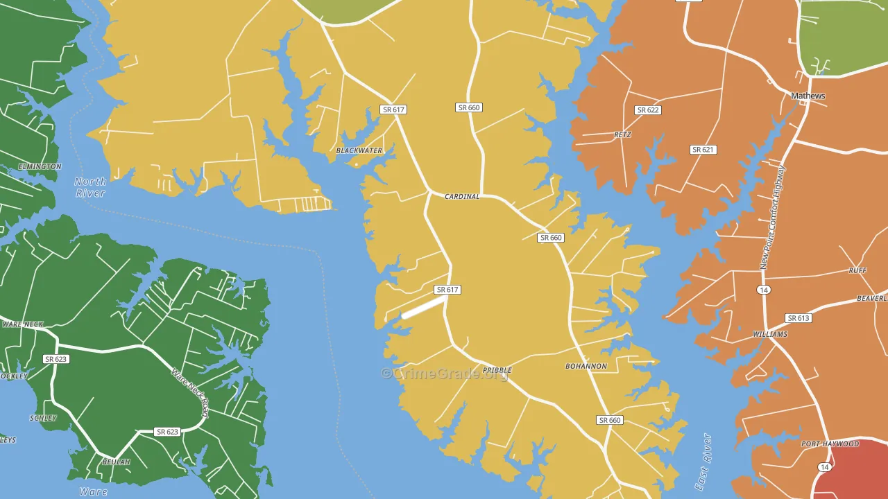 Bohannon, VA Map of Drug-Related Crime Rates