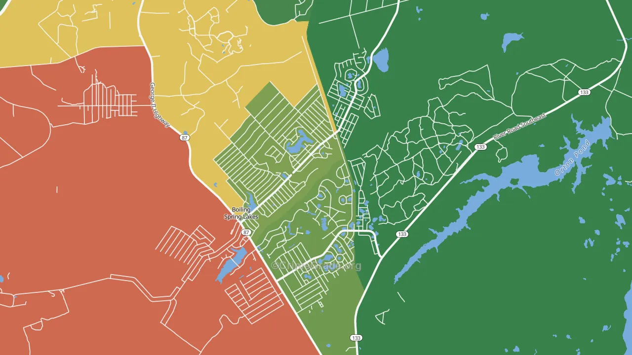 Boiling Spring Lakes, NC Map of Drug-Related Crime Rates