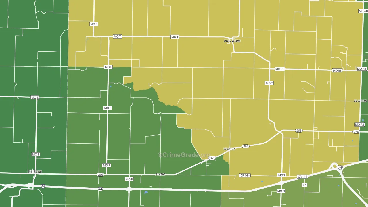 Bois D Arc, MO Map of Drug-Related Crime Rates