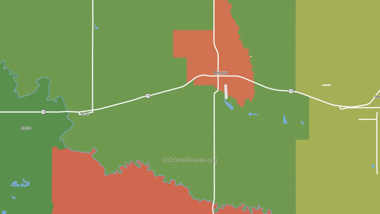 Bokchito, OK Map of Drug-Related Crime Rates