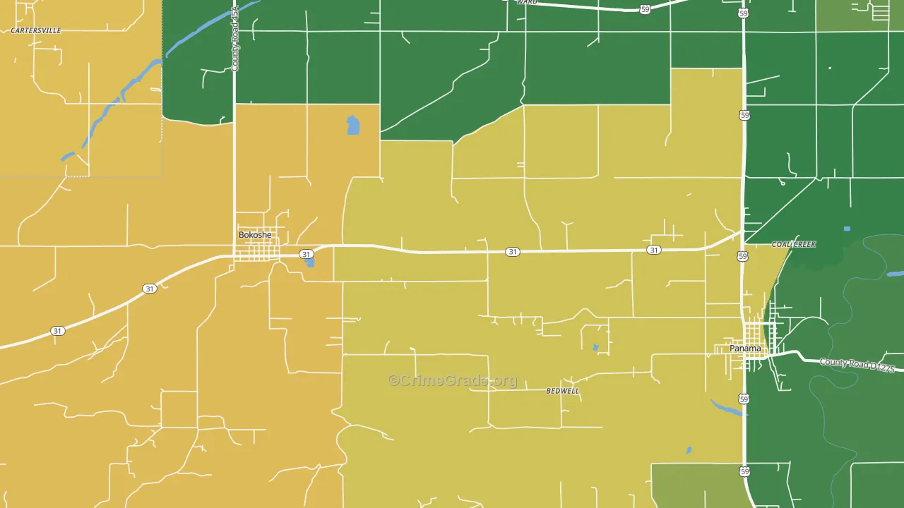 Bokoshe, OK Map of Drug-Related Crime Rates
