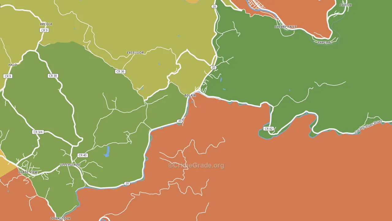 Bolair, WV Map of Drug-Related Crime Rates