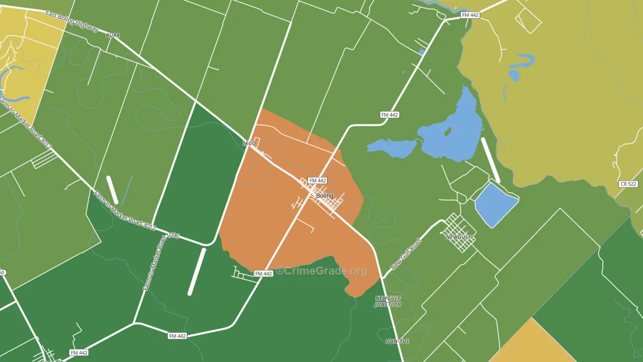 Boling, TX Map of Drug-Related Crime Rates