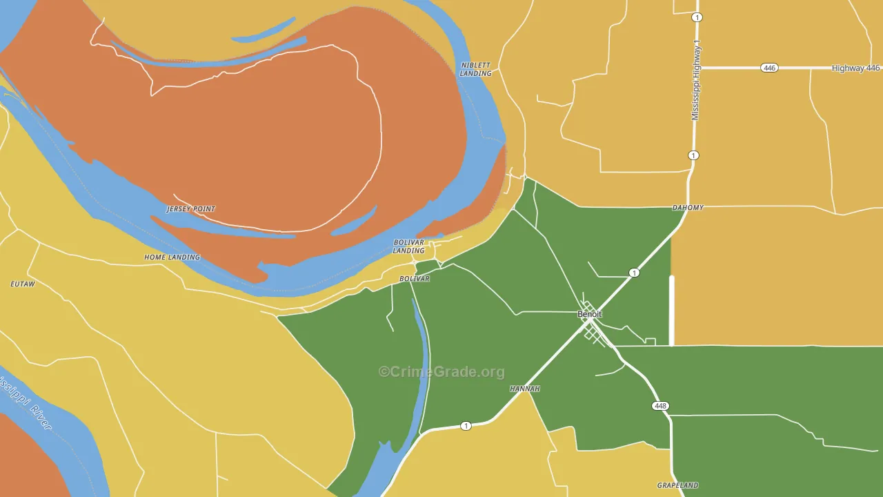 Bolivar, MS Map of Drug-Related Crime Rates