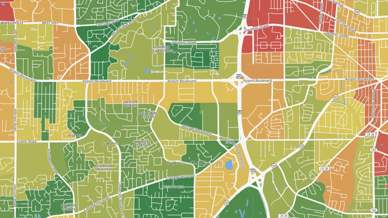 Bolton, Mobile, AL Map of Drug-Related Crime Rates