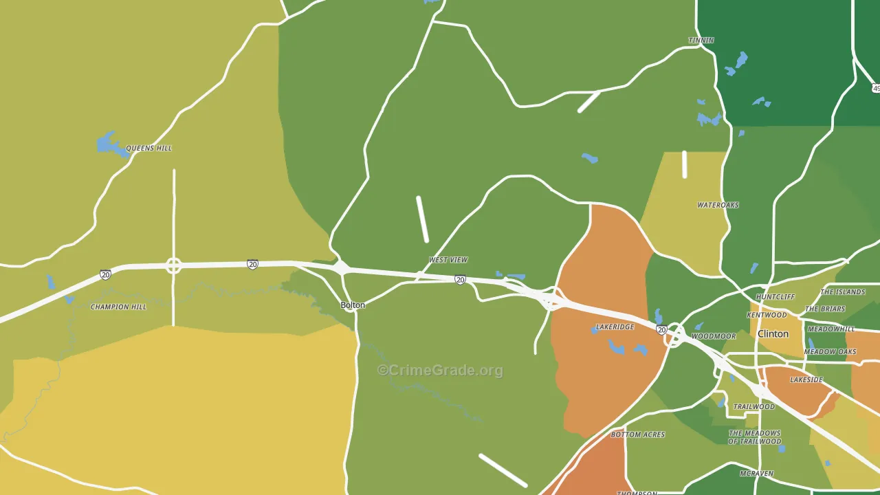 Bolton, MS Map of Drug-Related Crime Rates