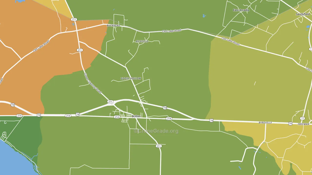 Bolton, NC Map of Drug-Related Crime Rates